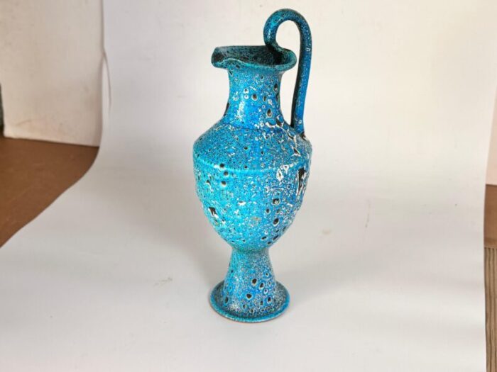 vase in enameled blue ceramic italy 1970 0336