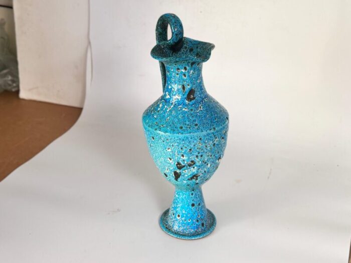 vase in enameled blue ceramic italy 1970 7738