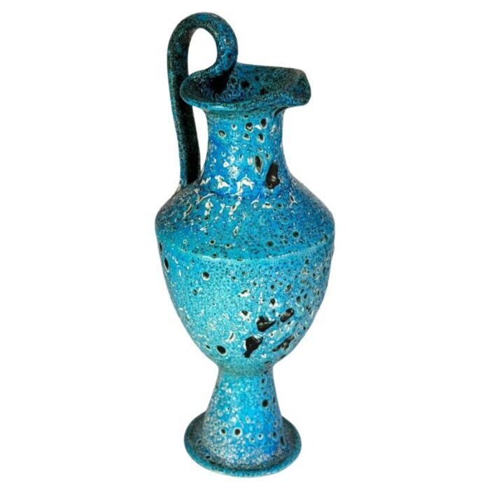 vase in enameled blue ceramic italy 1970 7791