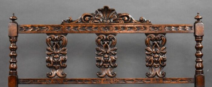 victorian carved oak hall bench 1880 1465