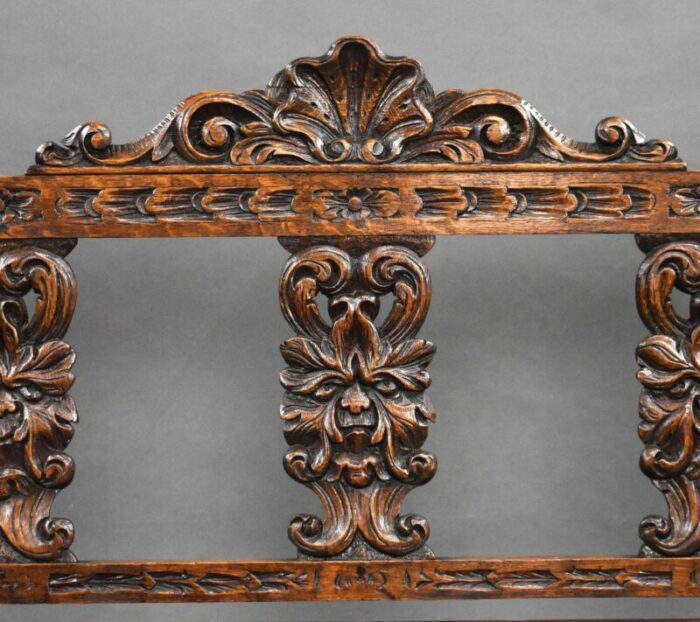 victorian carved oak hall bench 1880 4928