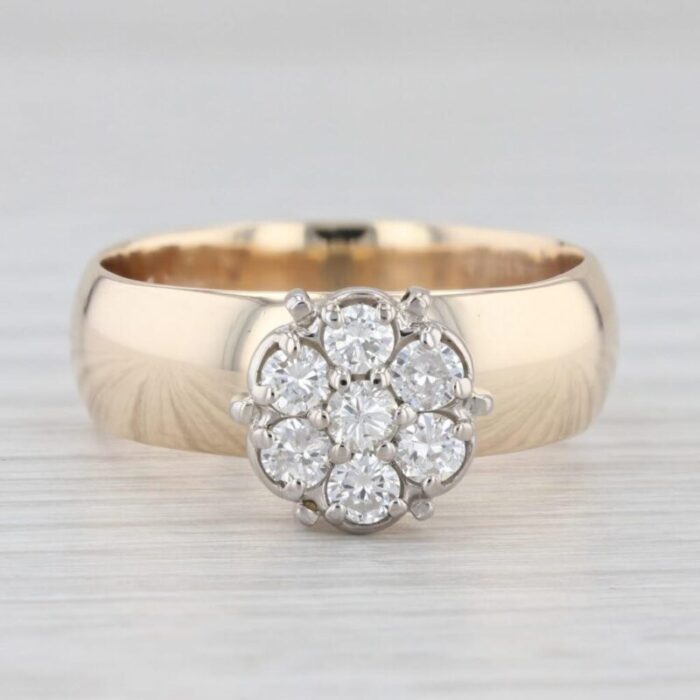 vintage 035ctw diamond cluster engagement ring 14k yellow gold size 8 6082