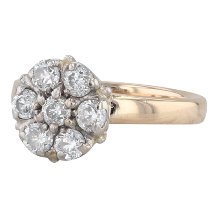 vintage 070ctw diamond cluster ring 14k white yellow gold size 675 engagement 3309