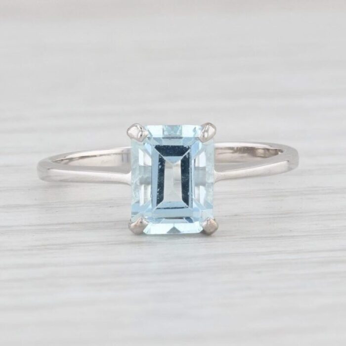 vintage 150ct aquamarine ring platinum emerald cut solitaire march birthstone size 7 4839