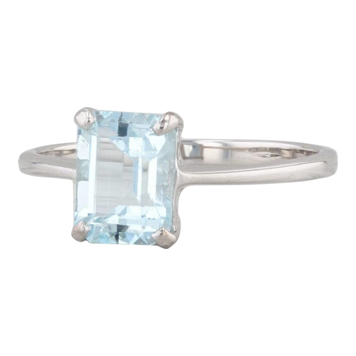 vintage 150ct aquamarine ring platinum emerald cut solitaire march birthstone size 7 6330