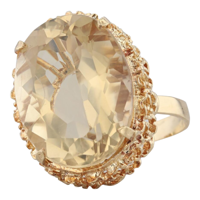 vintage 1625ct yellow citrine ring oval solitaire 18k yellow gold size 725 1227