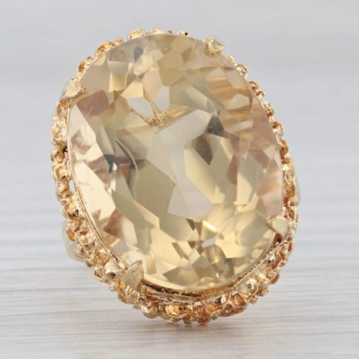 vintage 1625ct yellow citrine ring oval solitaire 18k yellow gold size 725 8588