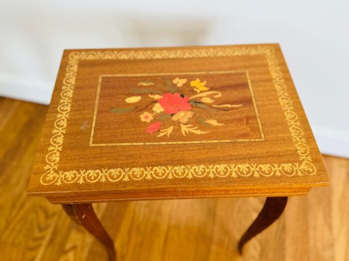 vintage 1960s italian floral inlaid rectangular side table 1711