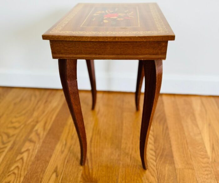 vintage 1960s italian floral inlaid rectangular side table 3546