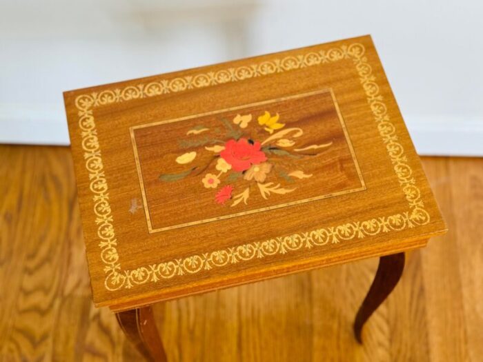 vintage 1960s italian floral inlaid rectangular side table 3823