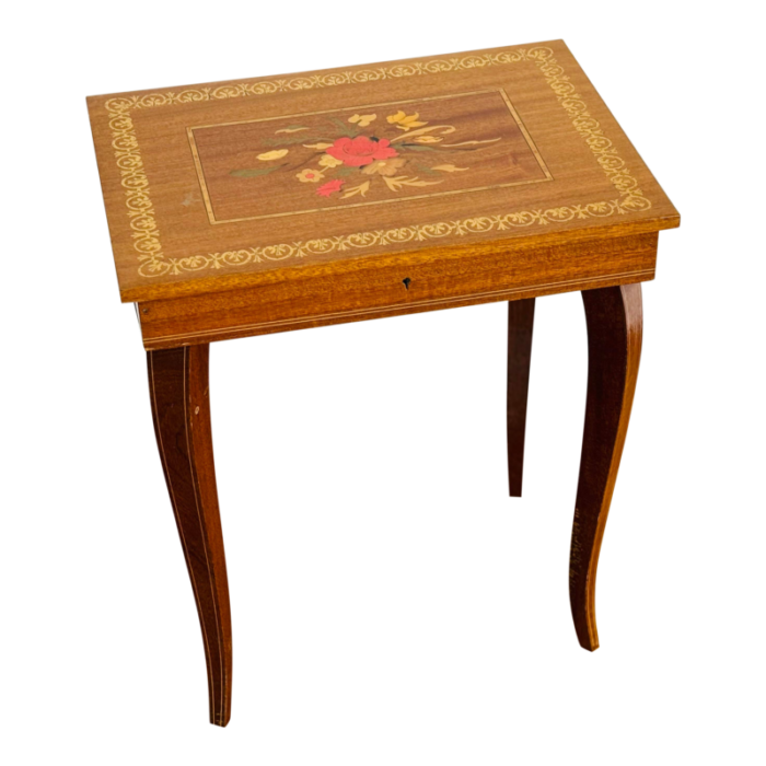 vintage 1960s italian floral inlaid rectangular side table 4599