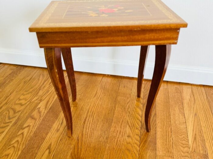 vintage 1960s italian floral inlaid rectangular side table 7687