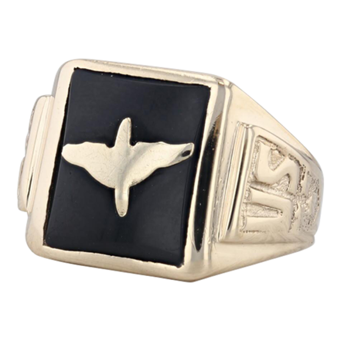 vintage air force onyx signet ring 10k yellow gold size 85 us military 6349