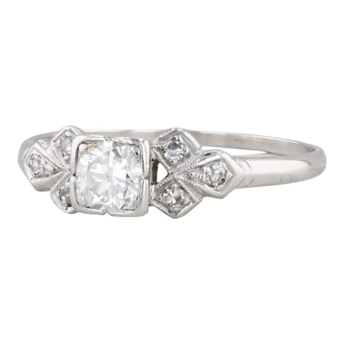 vintage art deco 033ctw diamond engagement ring 900 platinum size 75 0884