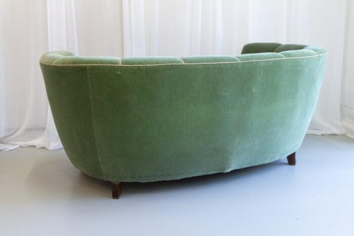 vintage art deco danish velvet banana sofa 1940s 6373