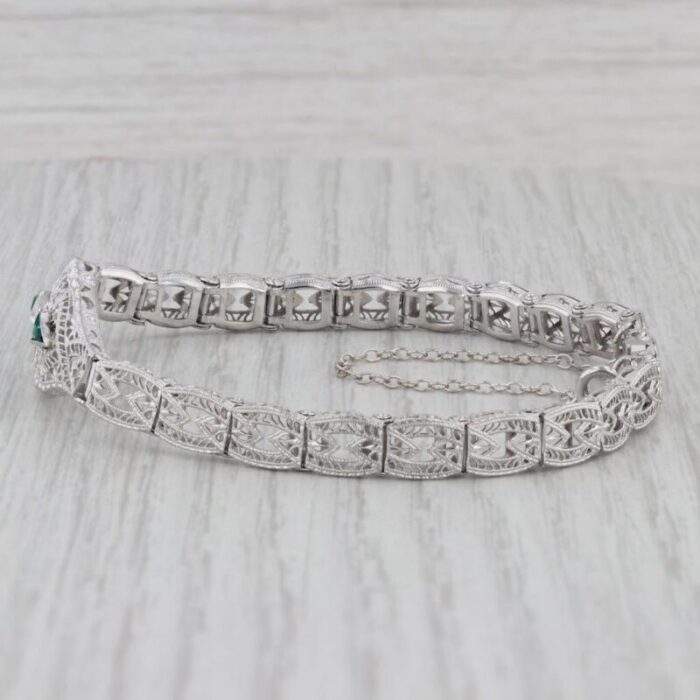 vintage art deco filigree diamond bracelet 10k white gold 7 5333