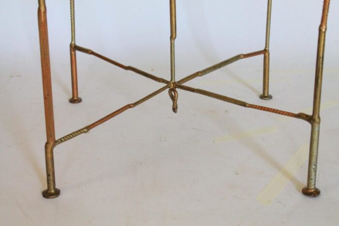 vintage artisan made table w candle holders 9699