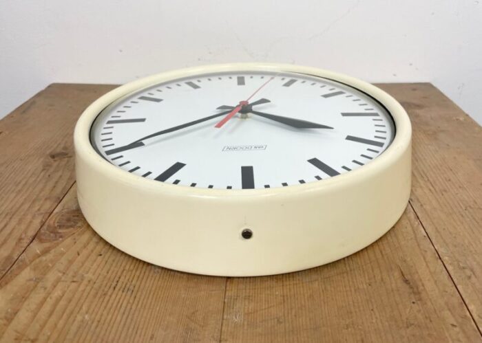 vintage beige school wall clock from van doorn 1960s 11