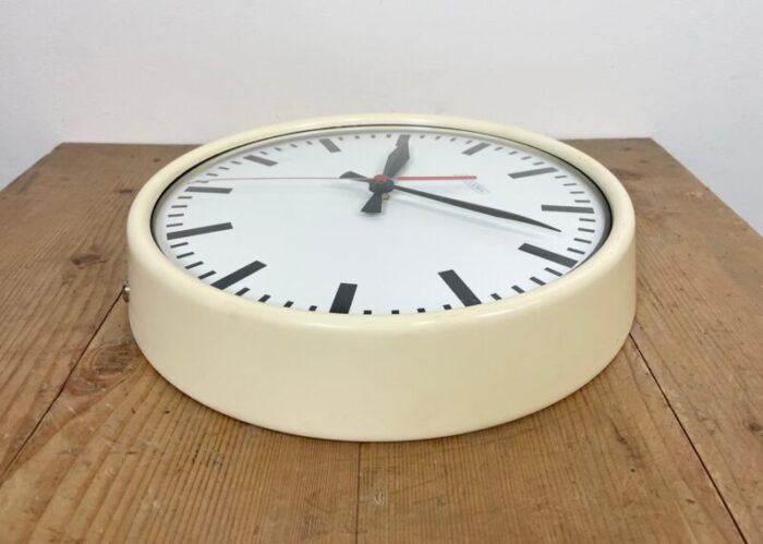 vintage beige school wall clock from van doorn 1960s 13