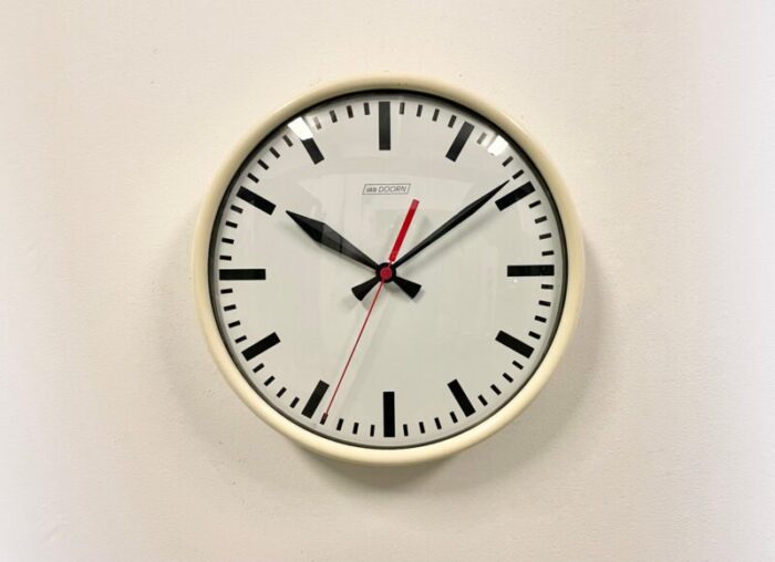 vintage beige school wall clock from van doorn 1960s 6