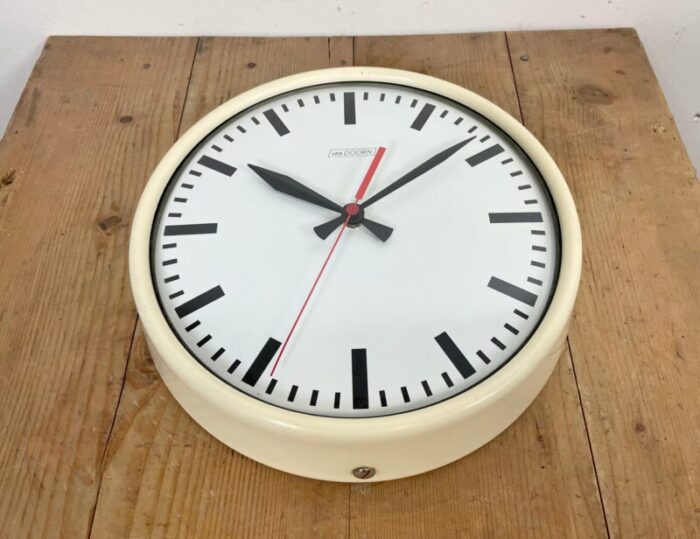 vintage beige school wall clock from van doorn 1960s 8