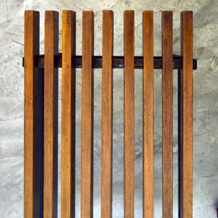 vintage bench with wooden slats on metal structure 1960s 3583