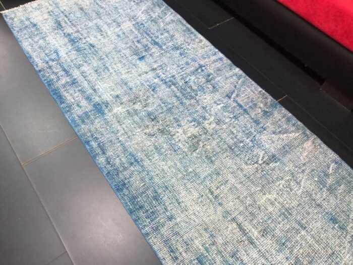 vintage blue ombre patterned faded runner rug 7