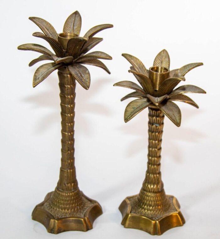 vintage brass moroccan palm tree candlestick holders set of 2 1401