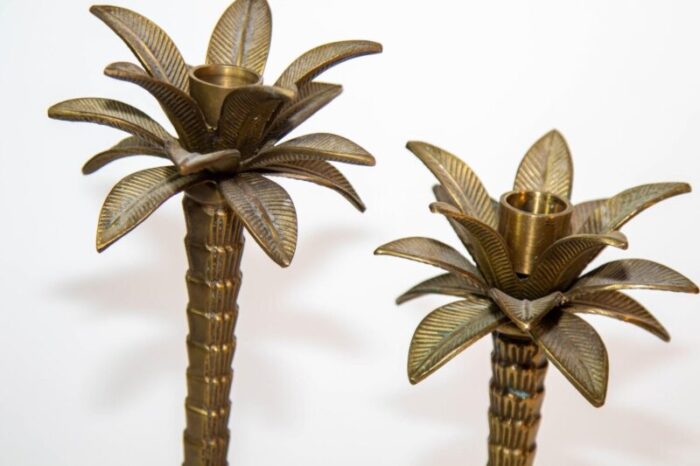 vintage brass moroccan palm tree candlestick holders set of 2 3230