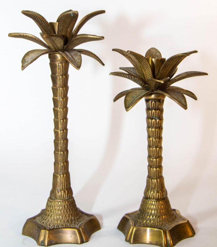 vintage brass moroccan palm tree candlestick holders set of 2 5987