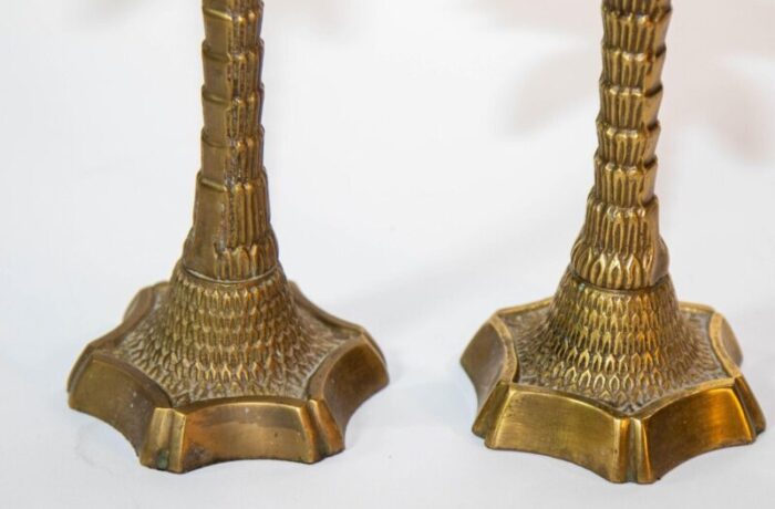 vintage brass moroccan palm tree candlestick holders set of 2 8468