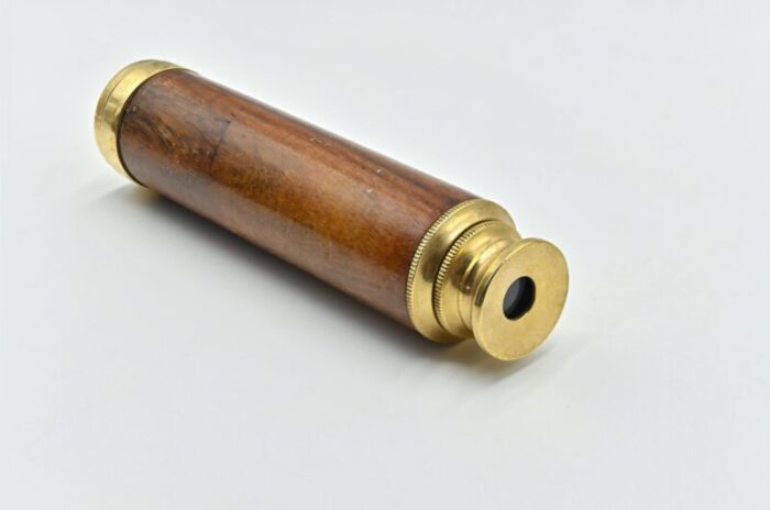 vintage bronze wood telescope early 20th century 3