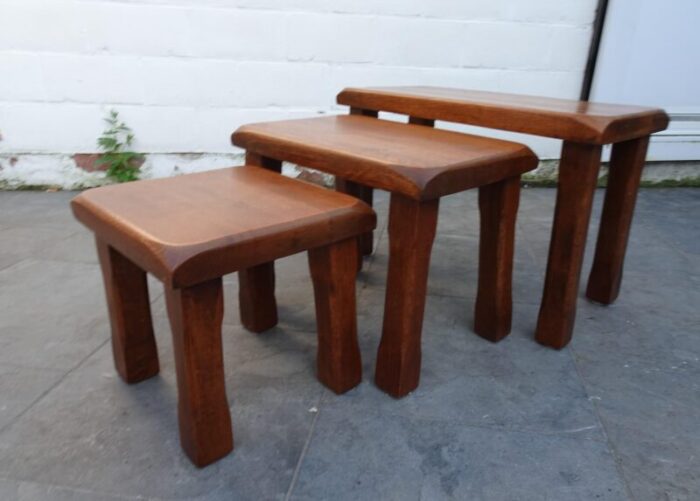 vintage brutalist nesting tables set of 3 1860