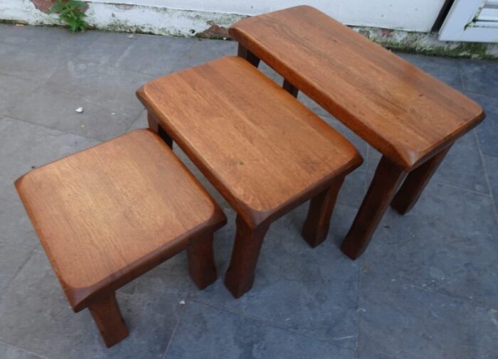 vintage brutalist nesting tables set of 3 3359