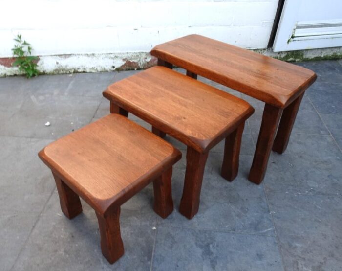 vintage brutalist nesting tables set of 3 7417