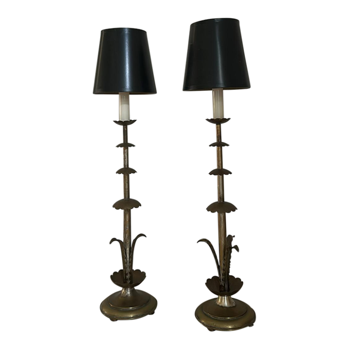 vintage candlestick buffet lamps a pair 6355