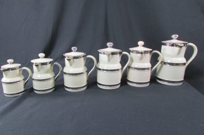 vintage ceramic covered pots and pitchers 1930s set of 6 1