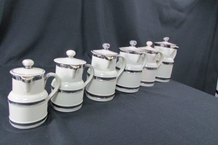 vintage ceramic covered pots and pitchers 1930s set of 6 2