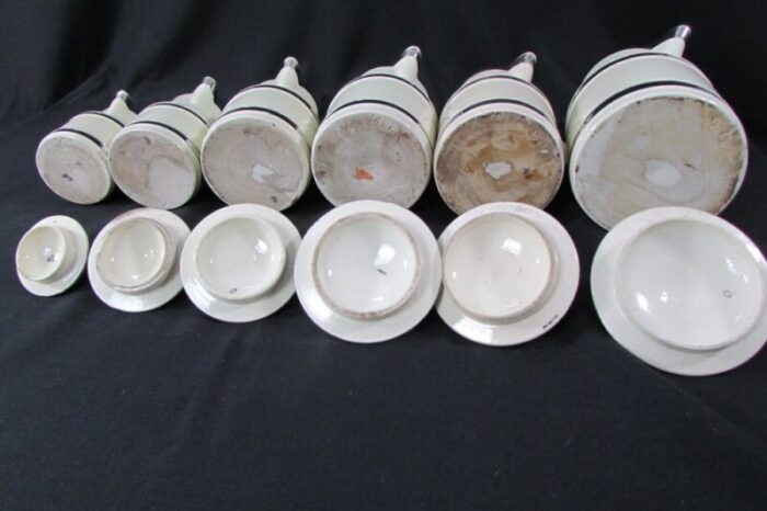 vintage ceramic covered pots and pitchers 1930s set of 6 4