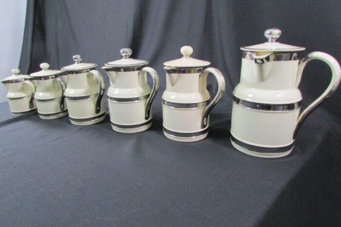 vintage ceramic covered pots and pitchers 1930s set of 6 7