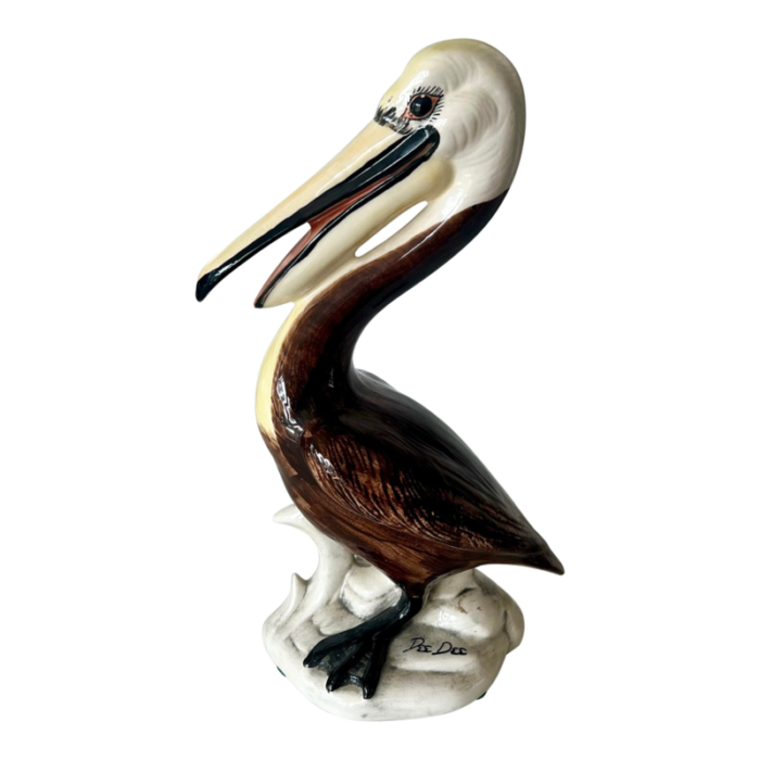 vintage ceramic signed pelican figurine 6610