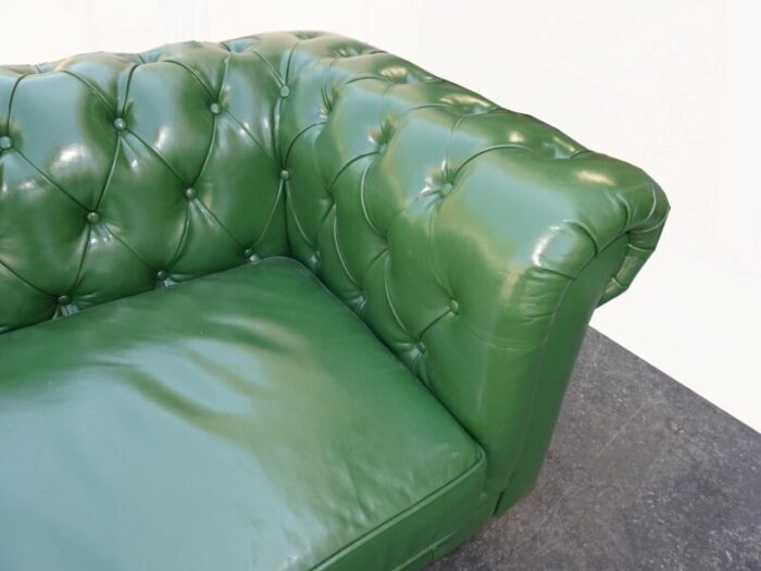 vintage chesterfield sofa green tufted leather couch 2225