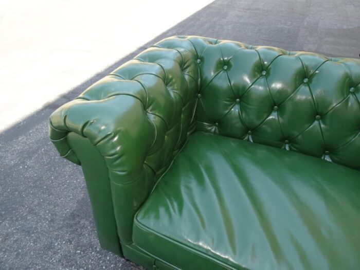 vintage chesterfield sofa green tufted leather couch 2245