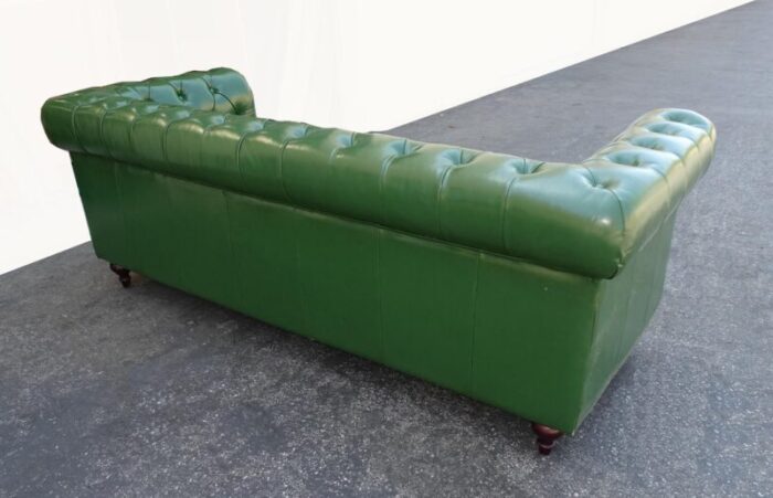 vintage chesterfield sofa green tufted leather couch 2490