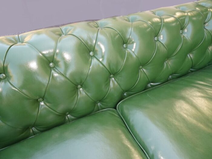 vintage chesterfield sofa green tufted leather couch 3351