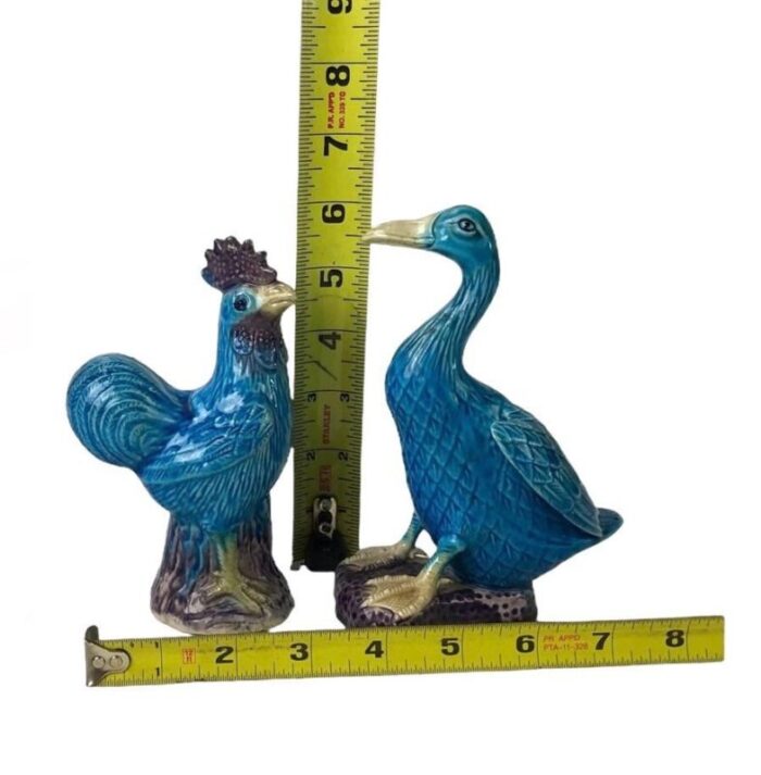 vintage chinese porcelain duck and rooster figurines set of 2 6324