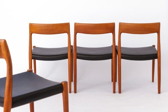 vintage danish teak and leather chairs model 77 1960s set of 4 5743