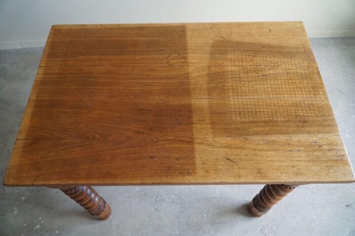 vintage desk in oak with turned legs 1940s 2527