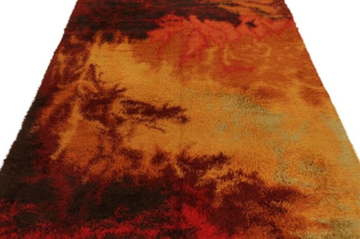 vintage ege rya scandinavian rug in a fiery abstract pattern by rug and kilim 2415