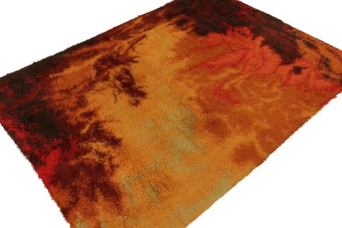 vintage ege rya scandinavian rug in a fiery abstract pattern by rug and kilim 2760